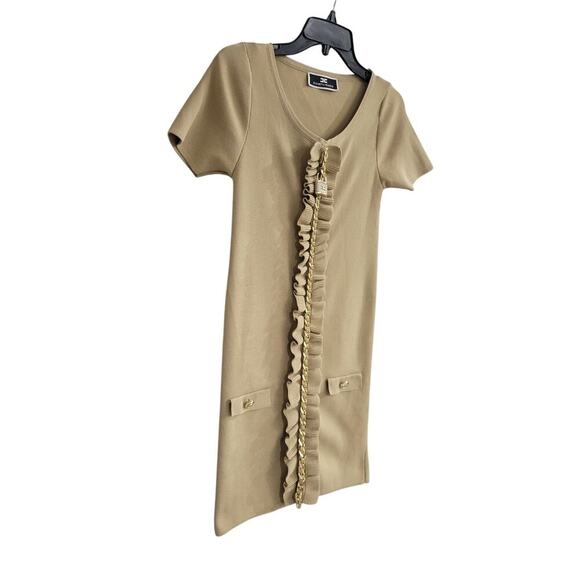 Elisabetta Franchi Women's Mini Dress Size Small Stretch Chain Detail Ruffle - Picture 8 of 12